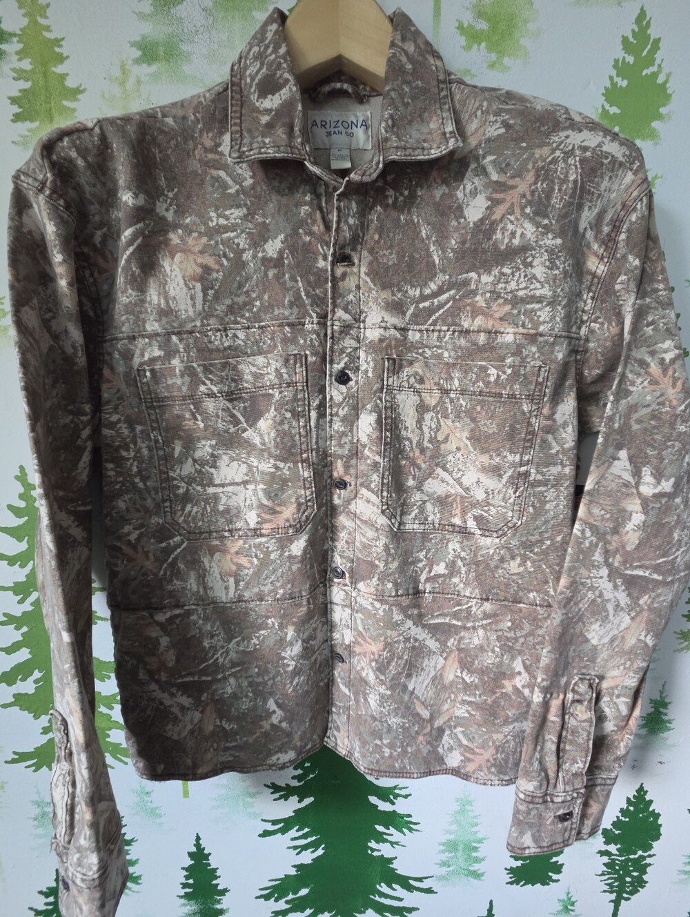 Arizona Jean Company Lightweight Camo Shirt Jacket in Brown and Cream